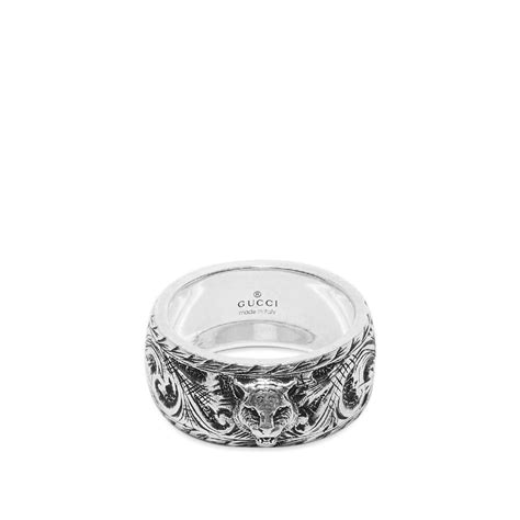 gucci ring feline heads ruby tsavorite|Gucci Feline Head Sterling Silver Ring YBC433571001.